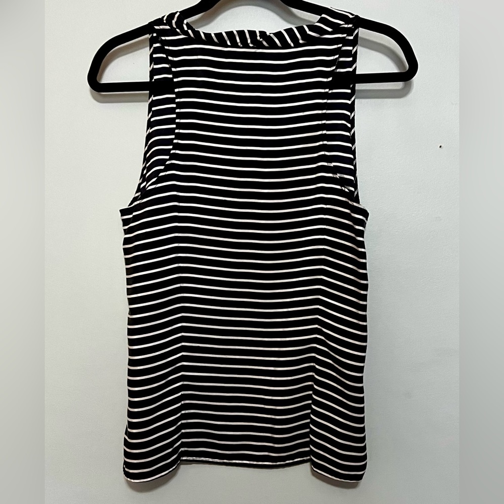J. Crew 4 silk navy white striped sleeveless tank top - Picture 3 of 3